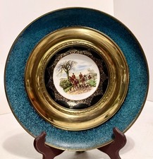 Fox Hunt Hunting Brass and Porcelain Regency Wall Hanging Plate 12