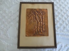 Antique 1941 BAMBOO COPPER Wall Art w/MICKEY ROONEY 1938 MOVIE AD - 17