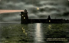 New Bedford MA Lighthouse Palmer Island Light House c1900s-10s Vintage Postcard picture