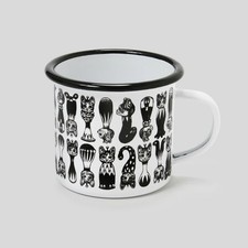 Higuchi Yuko GUSTAVE Cat Enamel Mug Cup BORIS Zakkaten Japan Official / White picture