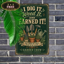 Hoeing Ain't Easy Sign Funny Garden Plant Nursery Backyard Metal Tin Plaque Art picture