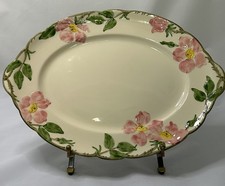 Franciscan Desert Rose Large Platter Sculpted 3D Hand Painted Flowers Leaves picture