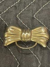 Vintage Estate Gold Tone Scarf Sarong Wrap Attire Holder Modern Bow picture