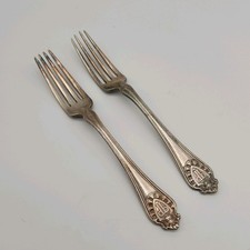 2 Vtg DINNER FORKS | Plaza Hotel, NY | w/ PP Logo | 1945 | Gorham Manufacturing picture