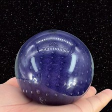 Vintage Studio Art Glass Purple Paperweight Figurine Signed Alan S 00 Bubbles picture