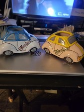 2 Handpainted Volkswagen Beetle Planters La Fortaleza Arte Joven From Mexico  picture