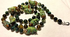 Contemporary Lamp Work Frogs Glass Beads Beaded Necklace picture