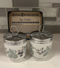 Royal Worcester 2 Egg Coddlers 1 Set Blackberry Lavinia Pattern England w/ Box picture