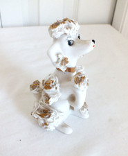 vintage SPAGHETTI FRENCH POODLE white porcelaine metallic gold 5