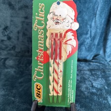 Vintage Bic Christmas Clics Pens NEW OLD STOCK Medium Point 1990 picture
