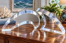 100% Lucite LARGE Sculpted Waves Original 60’s 70’s Art Work picture