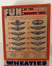 1942 WHEATIES CEREAL BOX WWII Identity Pilot Badges No 30 Uncut Back Panel Rare picture