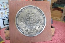 Vtg Bronze commemorative wall plaque OPSAIL '76 American revolution bicentennial picture