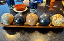 Set (lot) Of 5 LARGE Crystal Mineral Spheres Approximately 100mm Diameter Each picture
