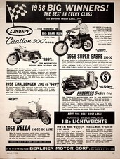 1958 Zundapp Citation Super Sabre Bella Scooter Vintage Berliner Motorcycle Ad picture