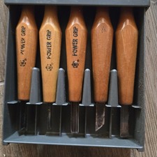 Vintage Mikisyo Power Grip Wood Carving Chisel Set 5pc Made In Japan picture