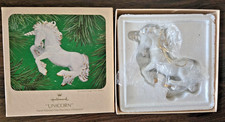 VTG 1983 HALLMARK Hand-Painted Porcelain UNICORN Christmas Ornament ~ NEW IN BOX picture