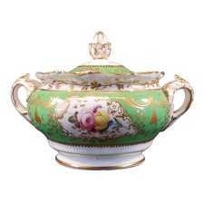 Antique Coalport Porcelain Lidded Sugar Bowl, c. 1830s picture