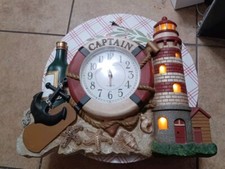 Rare Vintage Eleco Ships Captain Lighthouse Ocean Sea Sailing Light Sound Clock picture