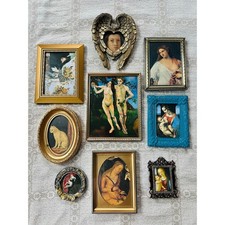 Vintage lot gallery accent wall art pictures set ornate gold framed portraits 9 picture