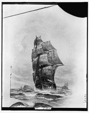 Photo:Sailing Ship Rising Wind 1800s Tall Ship Ocean Scene Print picture