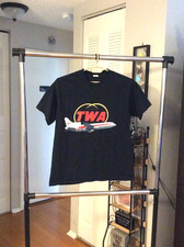 TWA Airlines Black Cotton Short Sleeve Shirt Adult Large picture