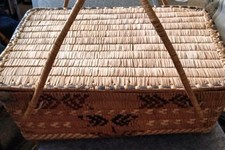Antique Large Salish Thompson River, BC Lidded Basket -  picture