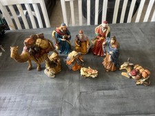 Vintage 9-piece Exquisite Colorful Porcelain Nativity Set picture