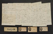 1912-16 antique CHARLES E TAYLOR little rock ar MAYOR letter cards ribbon polit picture