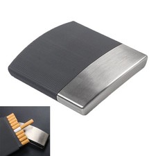 Arched Men's Cigarette Case 10 Pack Smoke Control Ultra-thin Stainless Steel US picture