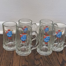 Vintage Heilemans Old Style Beer Glass Mugs Heavy Panel Stein Barware Set Of 6 picture