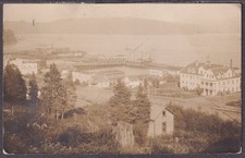 OR North Bend RARE OOAK RPPC c.1907 BIRD'S EYE VIEW of TOWN & COOS BAY picture
