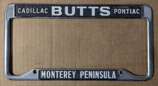 VTG Metal Cadillac Butts Pontiac Monterey Peninsula Dealer License Plate Frame picture