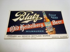 Circa 1930s Blatz Old Heidelberg Beer Blotter, Milwaukee, Geneva Bottling Works picture