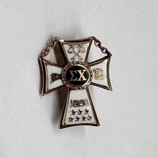 Vintage 10/14 k Gold Frat Sigma Chi Delta Epsilon Cross Pin 52’ picture