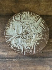 Nice FRANKOMA Terracotta Pottery Sequoyah Cherokee ALPHABET TILE / TRIVET Cattle picture