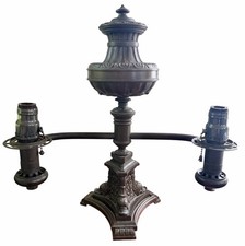 Antique Lewis Veron Philadelphia Argand Lamp 2-Arm Patinated Bronze Electrified picture