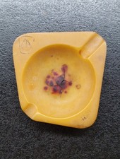 Vintage Sailboat Figurine Miniature Metal Boat on Amber Yellow Bakelite Stand  picture
