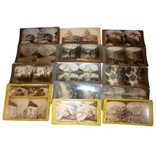 Lot of 15 Antique Stereoview Cards Keystone Swiss Alps Glaciers Lake Louise picture
