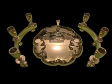 Vintage Dirilyte Dirigold Brass Pedestal Candy Dish Footed 9.5 +2 candlesticks picture