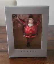 1990s Pottery Barn SANTA Blown Glass Christmas Ornament w/ Box Vintage Reindeer picture
