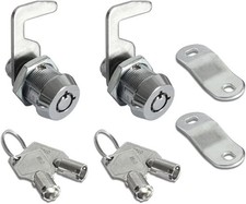 Toolbox Cam Lock Replacement 5/8 Chrome Tubular Keyed Alike 2 Pack w/ Keys picture