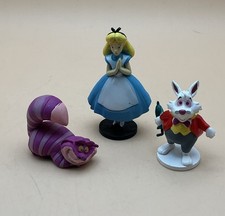 Vtg Alice in Wonderland PVC Figures White Rabbit Cheshire Cat Cake Toppers picture