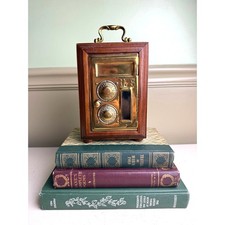Antique Keyless Lock Co US Post Office Box Door Wooden Bank Indianapolis picture
