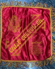WWII Sweetheart Pillow Cover Camp Gordon GA Military Satin Fringe 18x17 picture