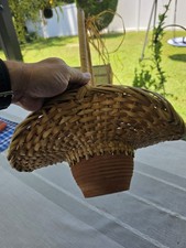 Handmade Woven Basket Planter Terracotta Clay Pot Hanging HandleRustic Decor picture
