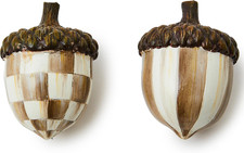 MACKENZIE-CHILDS Resin Acorn Figurines Set, Brown-And-White Mocha Check | Hand-P picture
