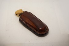 handmade buck 110 custom leather sheath dark brown, waxed, Sheath Only picture