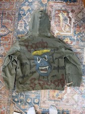 September 1943 WWII NAVY Issued Rain Parka Jacket Mens M Hand painted War Design picture