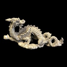 Vintage 1991 Pewter Serpentine Dragon with Glass Orb picture